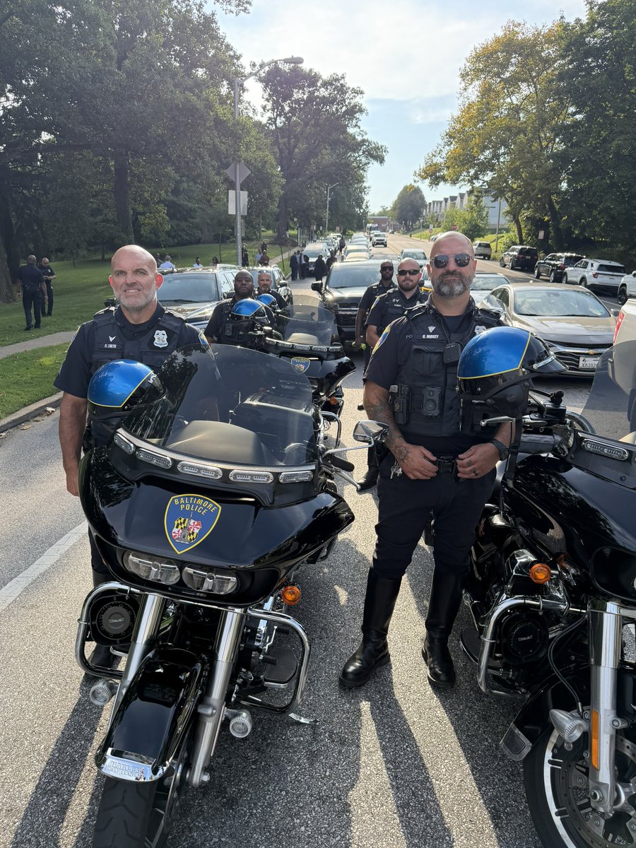 BaltimorePolice's tweet photo. Commissioner Worley, members of command and the Motos Unit started their evening at the 11th Annual Ride for Peace. This yearly event brings together local clergy, funeral home directors and community members to pray for peace and raise awareness about the impact of violence in our communities. #Baltimore #Unity