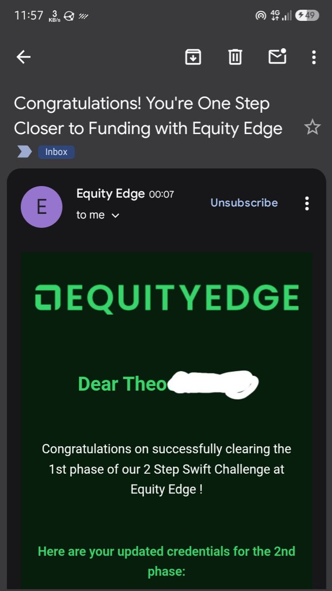 TheoFX_PNG's tweet photo. Passed Phase 1 of my @EquityEdgeUK 2-Step Swift Challenge. https://t.co/TzFyyk6Jjn