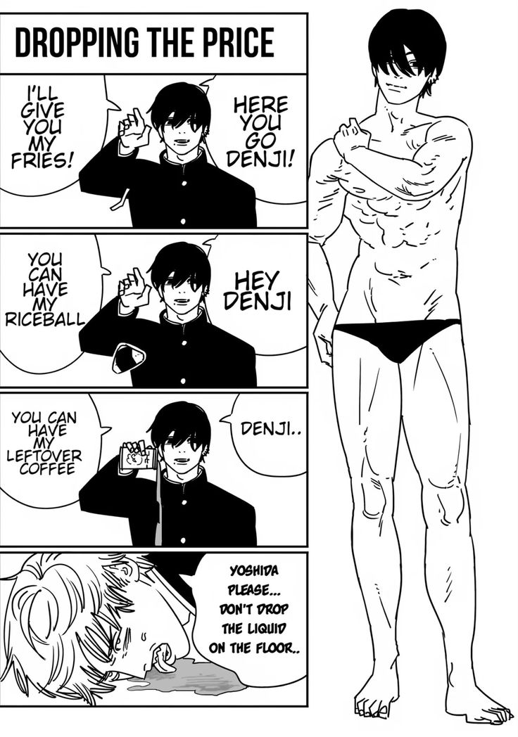 asawhimsy's tweet photo. Okay, poor Denji... but was it really necessary for you to draw Yoshida in a thong, Fujimoto? https://t.co/VaOlOV9W5o