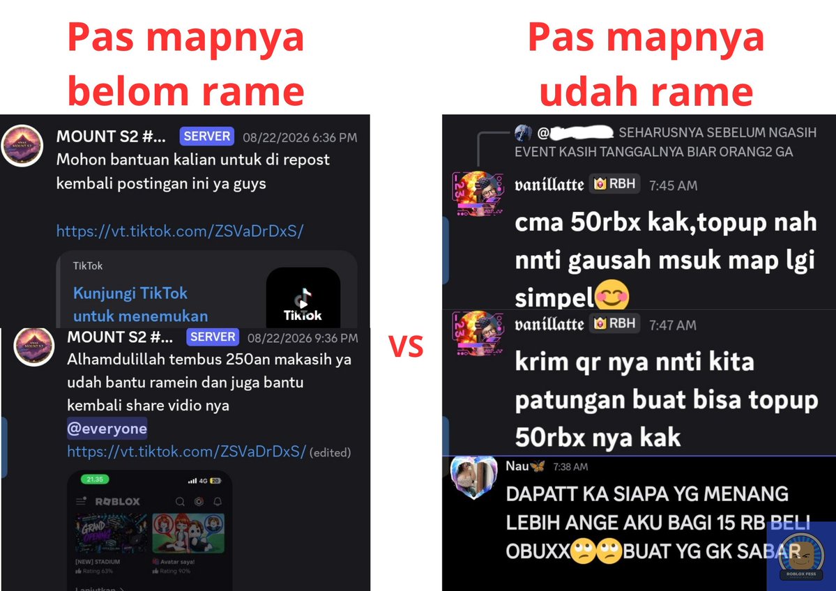 roblox_fess's tweet photo. KORIDOR 404

Bener bener definisi orang kalau udah di atas lupa daratan ya. Intinya mereka tuh ngadain GA tapi plannya ga mateng, tanggal berakhirnya plin plan. Tapi sekarang orang2 yang ikut ramein nagih kejelasan malah makin digalakin. Jangan kebiasaan gitu ya. !roblox https://t.co/ce6cMtDJMc