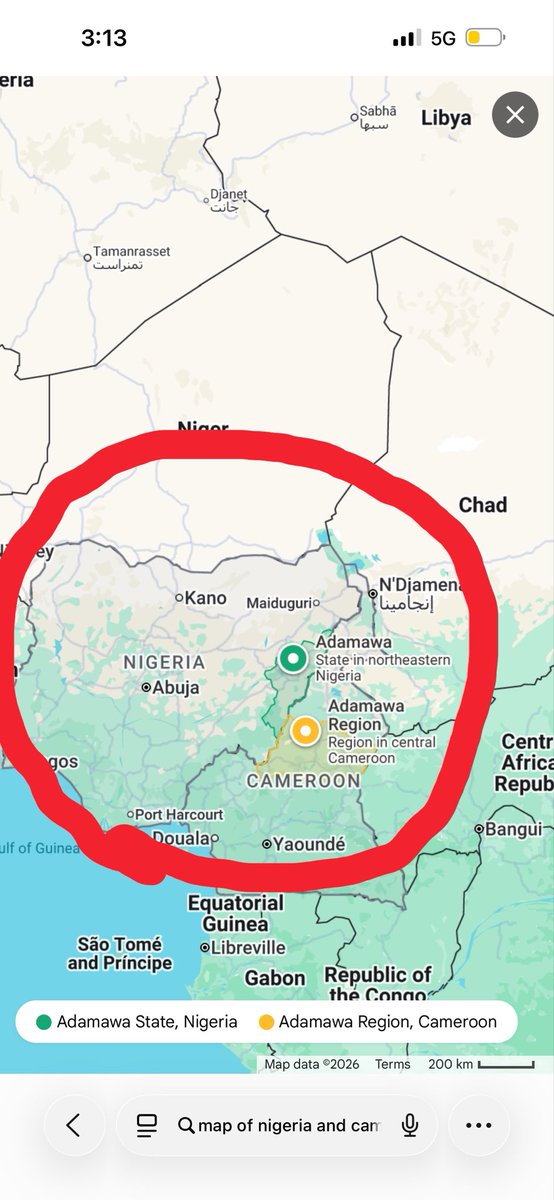 AyshaHamman's tweet photo. The third sibling is the Adamawa Region of Cameroon. Before colonial borders divided the area, the historic Adamawa Emirate extended across what is now northeastern Nigeria and northern Cameroon. Taraba was also part of the old Gongola State before it was split to create present-day Adamawa and Taraba in 1991. So, historically and geographically, Adamawa has one sibling in Nigeria and another across the border.Check the circled areas in the maps below to understand better ☺️