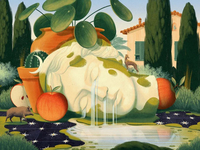 Lead illustration from Myriam Wares' Winter series – a surreal, sunlit still-life scene.
