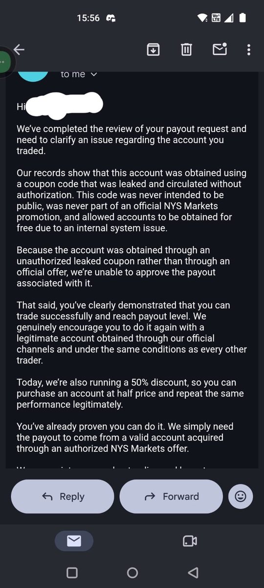 propxwealth's tweet photo. 🚨 NYS MARKETS EXPOSED? 

One trader claims his $160 payout was rejected after he obtained the account through a free glitch on the website.

Here’s where things get interesting 👀

The trader says he was able to trade the account, hit the requirements, and request a payout - but the payout was ultimately rejected.

What makes this even more surprising is that his challenge account wasn’t breached or disabled when he started trading.

If an account was genuinely obtained through a website glitch, the trader didn’t create that glitch.

And if NYS Markets identified the issue, they could have removed or disabled the account before allowing the trader to continue trading.

Instead, according to the trader, the account remained active until the payout stage.

That raises a serious question:

If the account was invalid from the beginning, why was it allowed to remain active and accept trading activity?

I hope @NYSMarkets responds publicly and provides clear payout evidence so the community can see both sides of the story.

👇 Payout proofs are attached below.