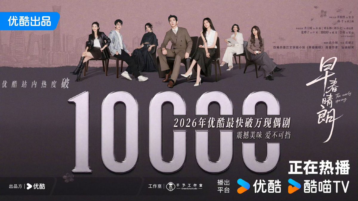 rruonans's tweet photo. Congratulations #TheEarlySpring has surpassed 10.000 heat index on Youku 💛

ㄴ 早春晴朗 Youku’s fastest modern idol drama to break 10.000 heat index in 2026

#JingBoran #SunQian https://t.co/yqJsxsbnZ0