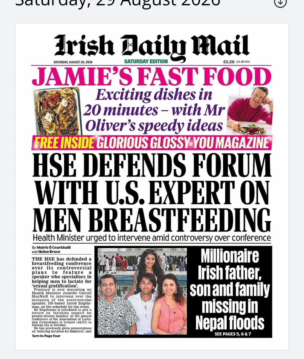 wicklowwomen4w1's tweet photo. The HSE appears to be entirely missing the point here. Even if Jacob Engelsman was to present on nothing other than how to sterilise a breast pump, the fact that he promotes male lactation and inclusion of babies in this practice with no regard for their rights, dignity, and welfare, is reason enough to expend NO time, money or resources on him.