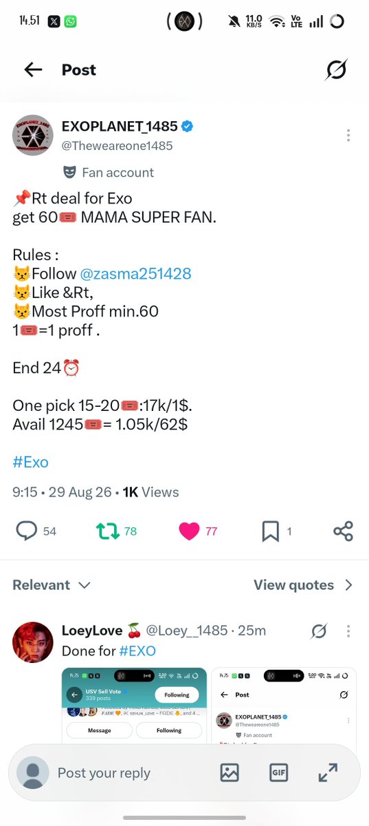ZayLoey's tweet photo. @Theweareone1485 @zasma251428 For #EXO https://t.co/3rjFuTuPqp