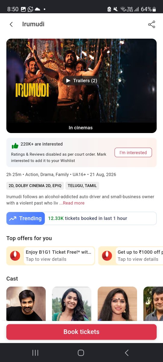 cinemas69141's tweet photo. BMS Bookings started for weekend:
#BKU 10k+ trending 
#Irumudi 12k + trending
#Toxic 4k+ trending
#Hanumanansh 3k+ trending.
#BethlehemKudumbaUnit #irumudi #Toxic #hanumanansh https://t.co/0fRNol0v83