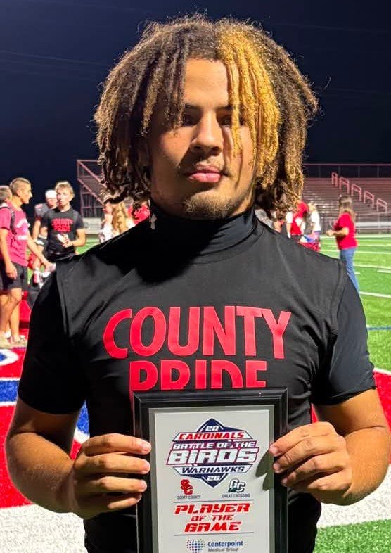 oaksie72's tweet photo. Skyler Way (6 carries, 171 yards, TD) is tonight's Centerpoint Health player of the game. https://t.co/U5Z2d7FzZo