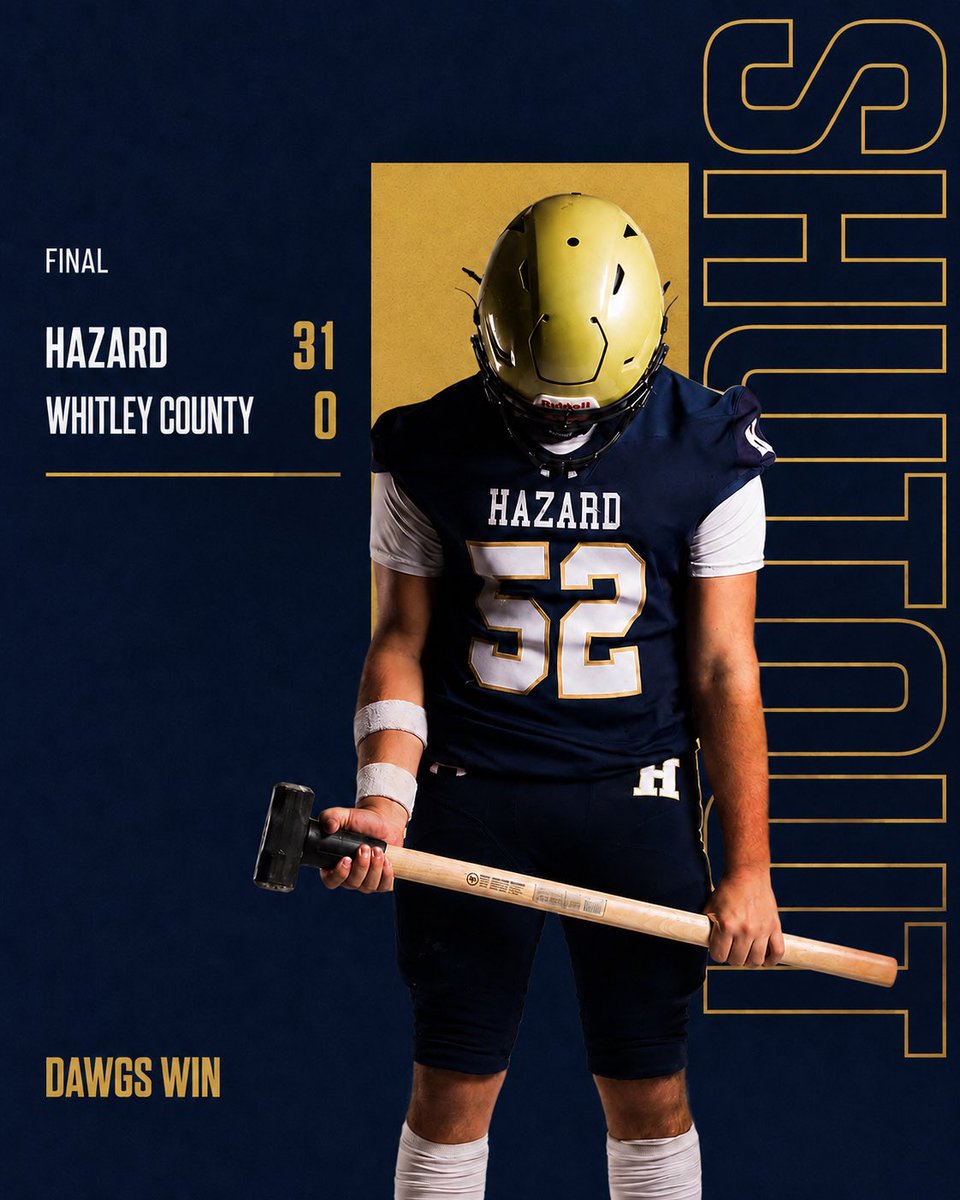 hazardfbl's tweet photo. Hammer down. 🔨 The Dawgs improve to 2-0 after defeating Whitley County 31–0 in our home opener! #GoDawgs https://t.co/Z9SLAsetVF