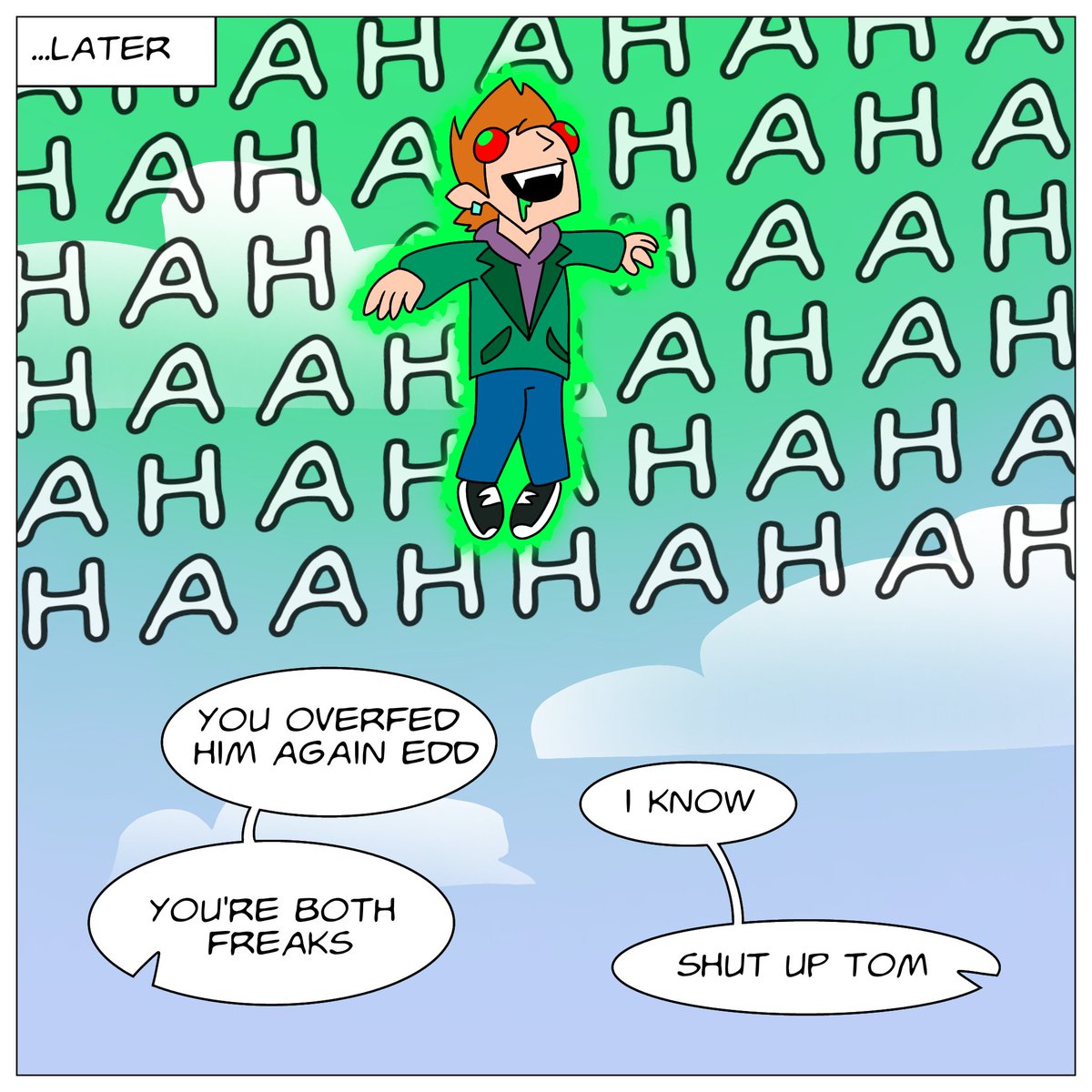 SrHorned's tweet photo. Vampire Matt and his favorite blood donor (and Tom judging them) #Eddmatt #mattedd #eddsworld https://t.co/ta97CJI6Wq