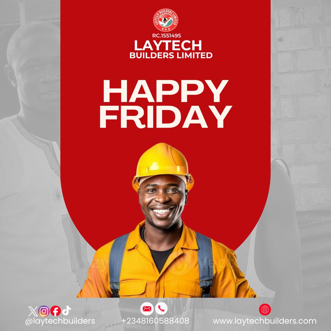 Laytechbuilders's tweet photo. HAPPY FRIDAY! 

As we welcome another beautiful Friday, may your heart be filled with peace, your efforts rewarded with success, and your path opened to greater opportunities.

May this day bring you good news, fresh inspiration, and reasons to be grateful. Wishing you and your l https://t.co/qrh7BzILvo
