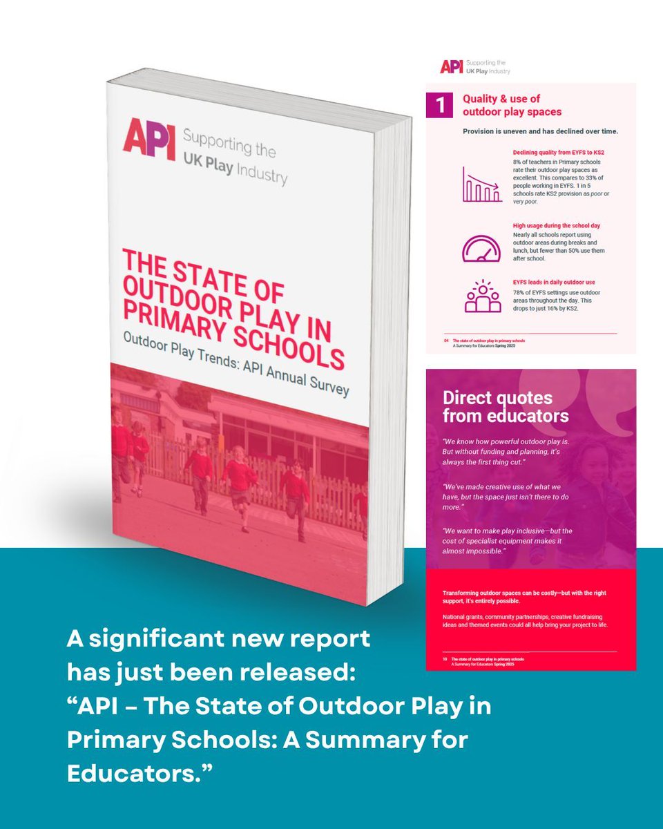 theresehoyle's tweet photo. 🌿 A report on outdoor play highlights why it matters.
Better play spaces improve wellbeing, behaviour and learning—but many schools face barriers like budgets, space and confidence. What does outdoor play look like in your school? Share your thoughts.
#OutdoorPlay #PlayMatters https://t.co/SOsnlRbAPu