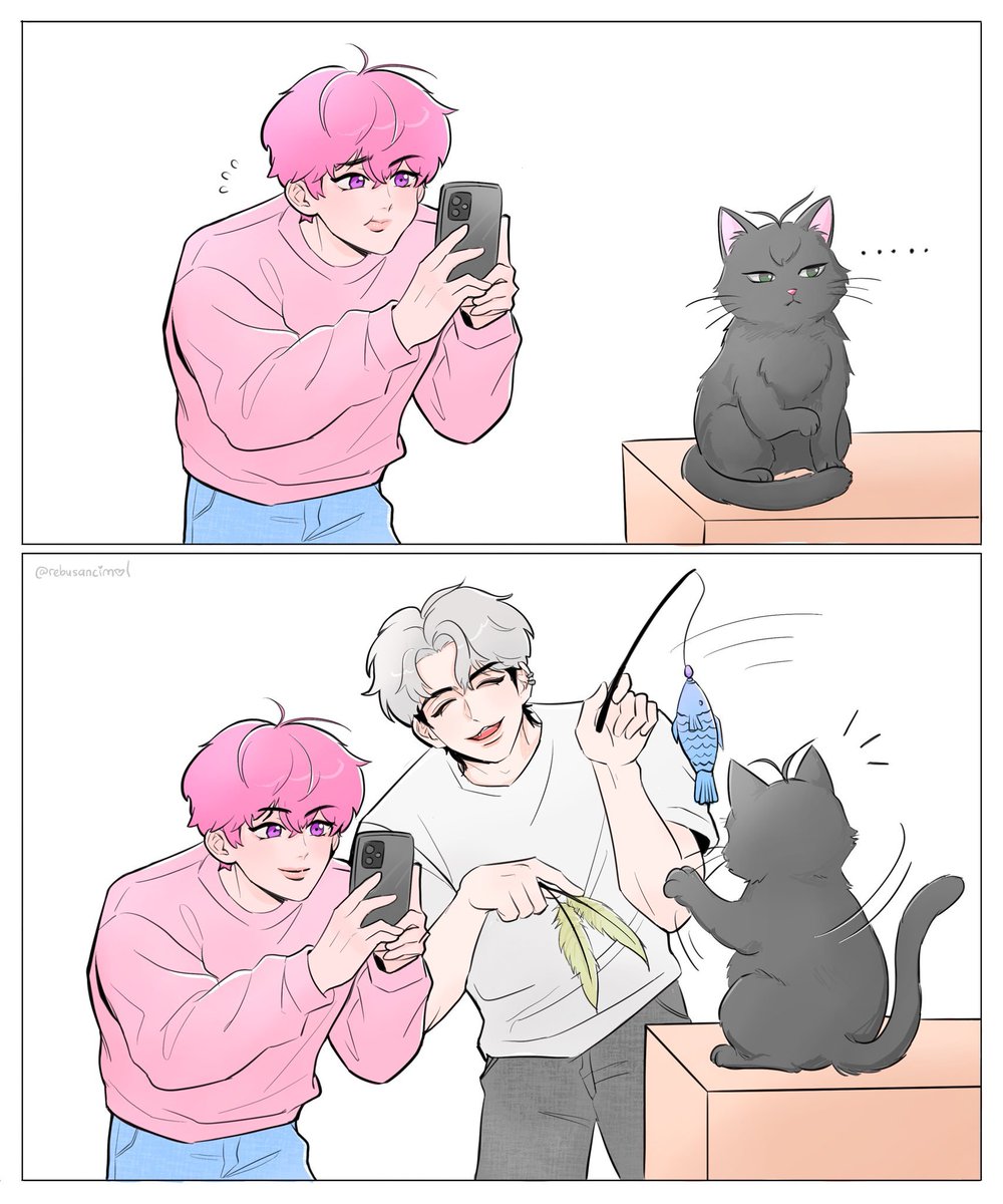 rebusancimol's tweet photo. how to take a pic of your cat 🐈‍⬛🌱 https://t.co/yFPxREU5qp