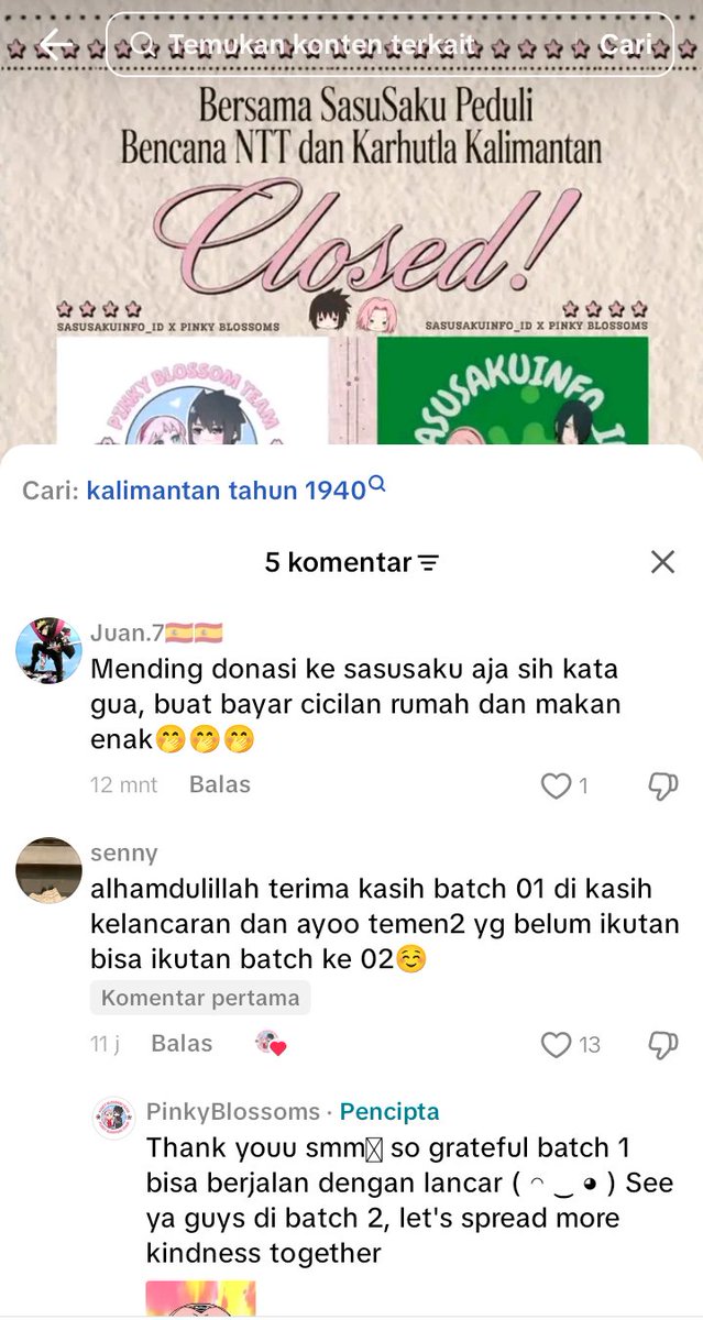 gardenialily_'s tweet photo. Naruto fandom is disgusting, in a post by Sasusaku fans raising donations for the victims—both human and animal—of the earthquake in NTT and the forest fires in Kalimantan, they still found time to insult rather than contribute. Even positive activities aren't safe from hatred. https://t.co/CHIm1IMb4h