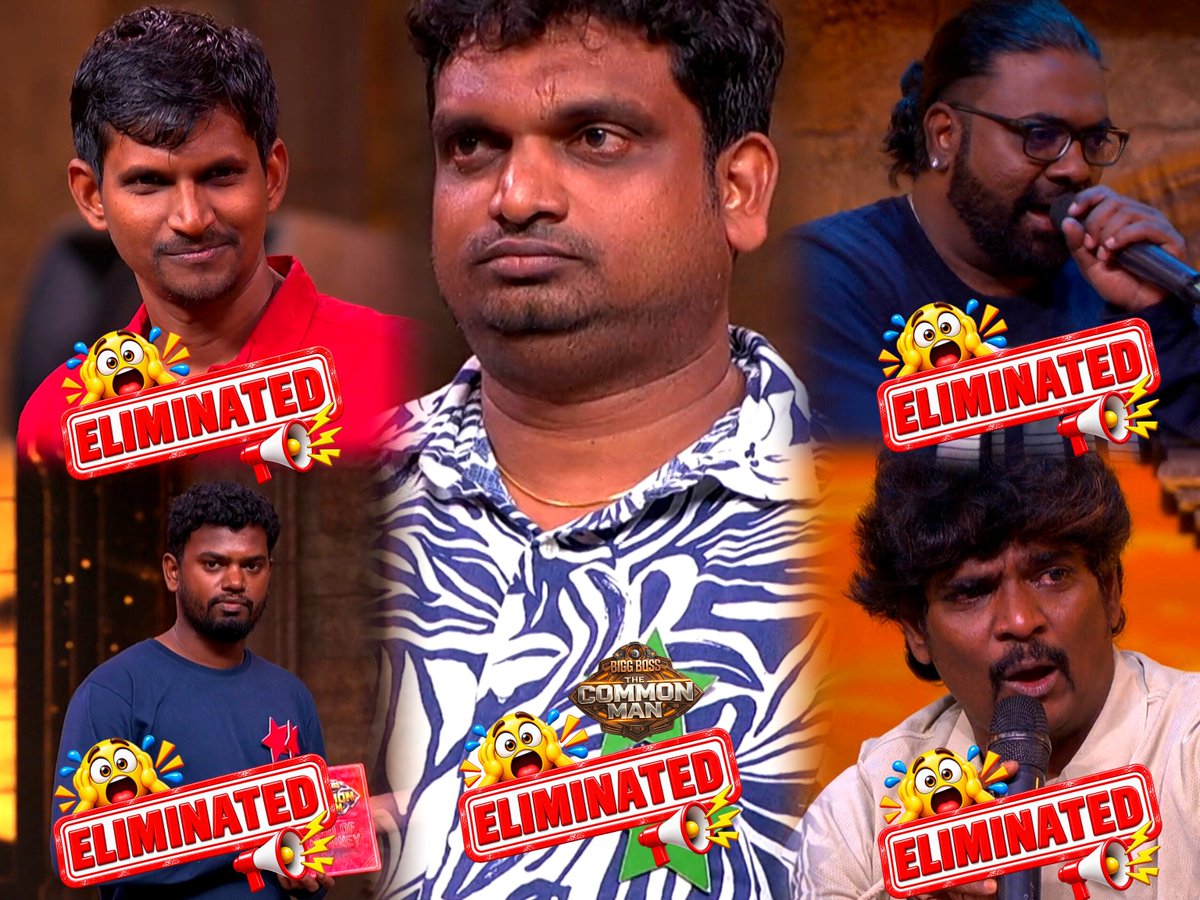 Dksview's tweet photo. #BiggBossTheCommonMan – Episode 14

❌ Eliminated:
#Venkatesan
#Thadeeshwaran
#George ⚠️
#HyteKarthi
#Kalil

George's elimination feels unfair. He brought fun and entertainment throughout the journey.

#BiggBossTamil #BiggBossTamil10 https://t.co/t2JkpaoELr