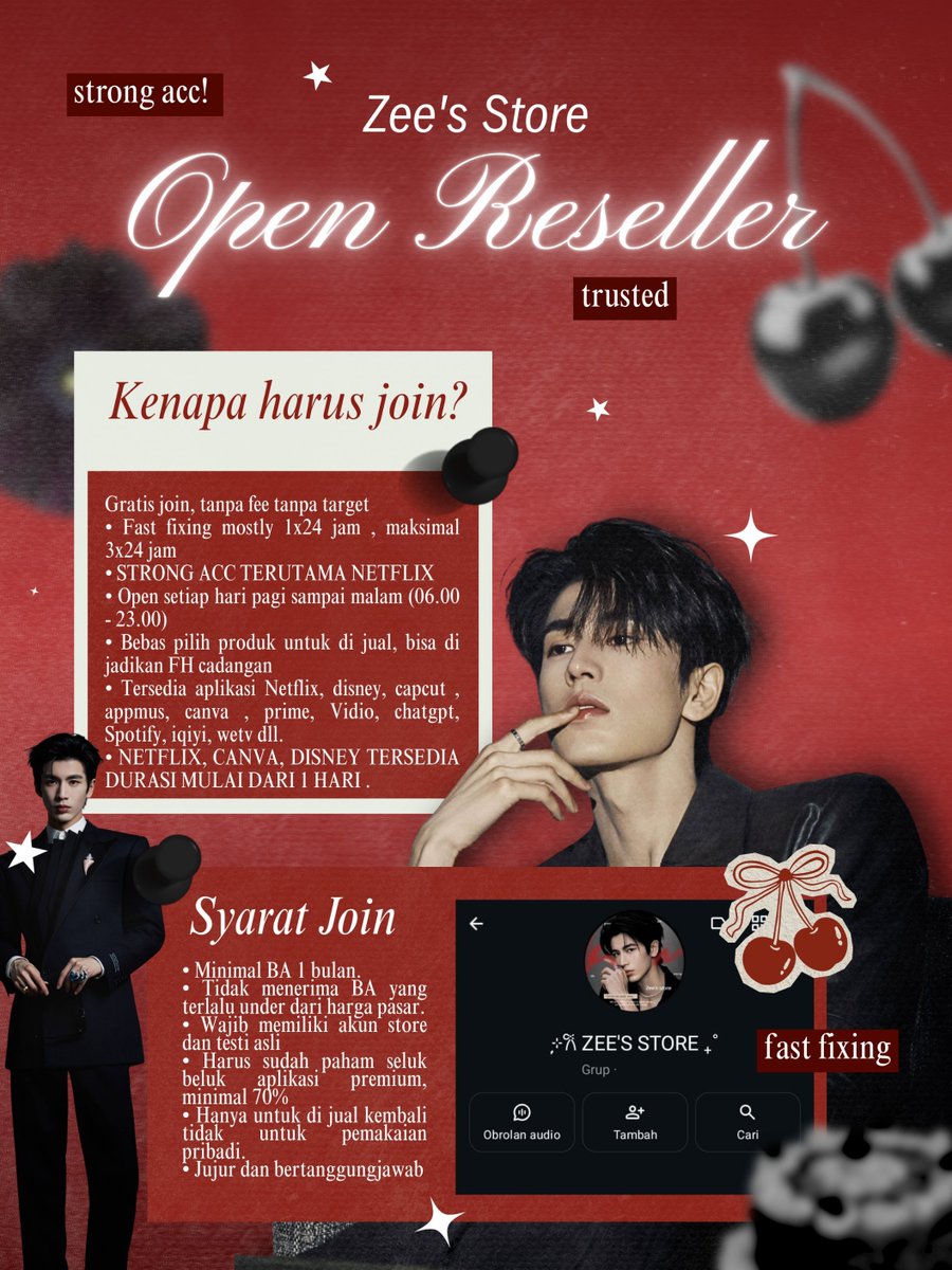 aleprea's tweet photo. 3.  ꒰ Zee store opress  ꒱ 

ʚ ˚ ⊹ ꒰  haloo 。aku open reseller ★ 🐾 untuk app premium lengkap  ◍ 🚗 netflx minim trouble start durasi sehari dan youTube selalu ready ⋆˚✿˖° open mulai jam 6.00 - 23.00 ⊹ bisa intip pl ya ꒱

★ - ⊹  💌 wa di pinned 
★ - ⊹  💬 #zonauang https://t.co/Uy5x0OESlf