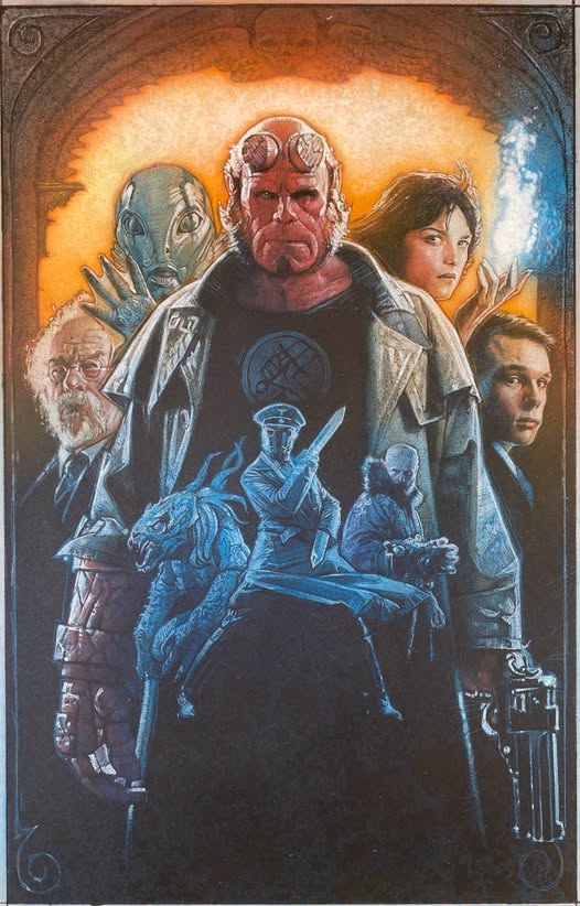 fabiaschi's tweet photo. Hellboy painting by the late great Drew Struzan. https://t.co/70ELD6zK1x