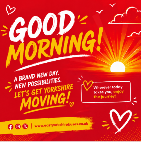 EYBuses's tweet photo. ☀️💙 HAPPY SATURDAY! 💙☀️

The Bank Holiday weekend has officially begun! 🎉🙌

Whether you’re heading to the seaside, exploring somewhere new, meeting up with friends or simply enjoying a chilled-out Saturday, there’s plenty of time to make the most of the long weekend! 🏖️🌊✨

So, where are you off to today? 🚌💙

Have a fantastic Saturday and enjoy every minute of your Bank Holiday weekend! 🎉

For details of our services check out our website 👇
https://t.co/CARgRs6WnH

#HappySaturday #BankHolidayWeekend #EastYorkshire #WeekendVibes #SummerDays #GetOutAndAbout