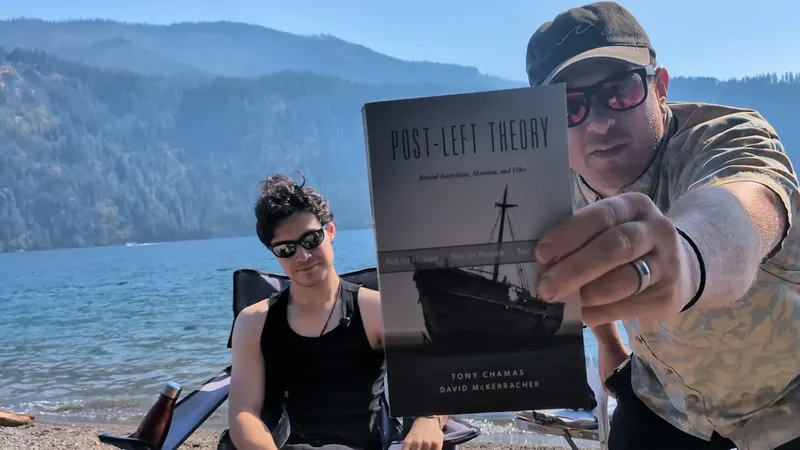 NickMGallo's tweet photo. Great ideas on Post-Left theory by Theory Underground (@theoryundrgrnd) and Tony Chamas (@1DimeOfficial)—the subject of their forthcoming book which we got an advance copy of at TUCON.

Hearing this first hand with the group at the beautiful lake Pond Ereille in Northern Idaho. Some ideas discussed:

➤ Woke is not dead, despite people on Left distancing themselves from it.

The evolution of woke discourse. Wokeness still in DSA/NDP platforms (“point of privilege” for minority speakers to cut in line, border abolition, etc.)

“No war but the culture war” → culture war cannot be laughed off/excused for class war as many on Left would like to do.

Zeitgeist is raging on: Jason Ardey plagiarism scandal, women supporting Lindsey Clancy murders, WNBA bringing on trans players.

➤ Post-left is a frontier—a horizon of possibilities—not an ideology.

Post-Left theory asks why modern Left went crazy.
Why does Post-left theory go beyond Anarchism, Marxism, and Vibes? What possibilities are open on the new frontier? The book addresses these questions.

Post-left theory refuses to identify with a historical or ideal Left (it critiques the actually existing Left).
One critique is that the Ideal Left’s revolutionary subject—the proletariat—no longer exists (for many reasons, which their book goes in to).

➤ Post-Left theory is a theory of vibes. (Dave)

But not just “feeling things out” with no theoretical grounding, as many Leftists do today.

The theory provides an analysis of “vibes” that takes its bearing from Heidegger’s analysis of attunement or state of mind (Befindlichkeit).

It is a theory that looks beyond our ideologies and intuitions. There we find fundamental dispositions (eg, conservatives have different disposition than progressives, prior to any surface ideology). It is on the basis of these dispositions that modern society has segregated us today.

➤ Just one of the many talks and activities at TUCON this weekend.

Others included: tours of McKerracher family farm (built from scratch), days out at the lake with the group, late nights discussing Heidegger and other philosophers, and the release of Canon TCG—a new card game TU created which features great thinkers throughout history and your quest to build and read a canon of their books.

Card game was a big hit this afternoon. Could have a big impact on canon literacy in our culture, especially homeschooling and alternative education movement IMO.

Excellent event so far! I will be covering in much more detail in the coming weeks. Follow @ThePiraeus for more updates.