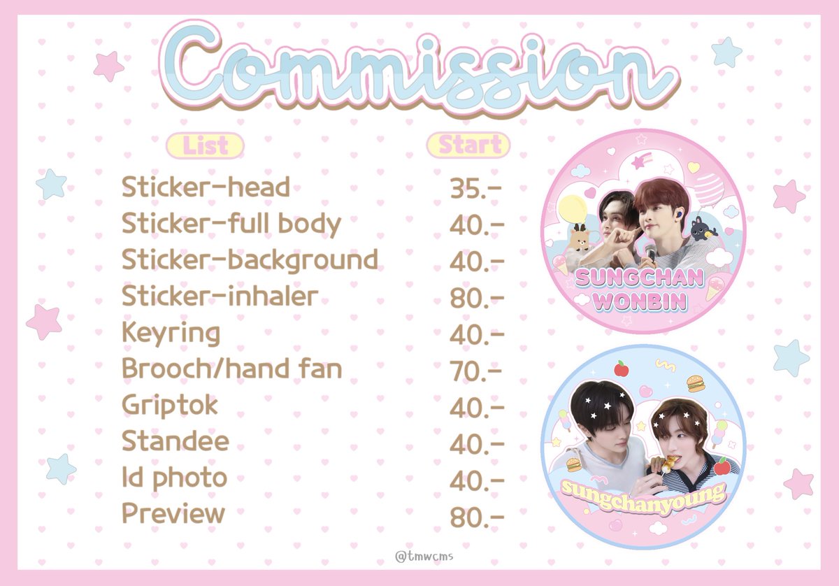 tmwcms's tweet photo. 🏹Cms Open☁️

♡ขอคนรองานได้ 5-10 วัน 
♡งานเร่งเริ่มต้น +40฿ (รับจำกัด)
♡โอนเงิน=เริ่มงาน
♡ใช้เชิงพาณิชย์ราคา x2

งานอื่นๆ/สอบถามราคาเพิ่มเติม dm นะคะ🎀
ตัวอย่างงานในมชค่ะ👇🏻💗

#commisionsopen #commissionTH #รับออกแบบgiveaway https://t.co/3yaFLtcQx4