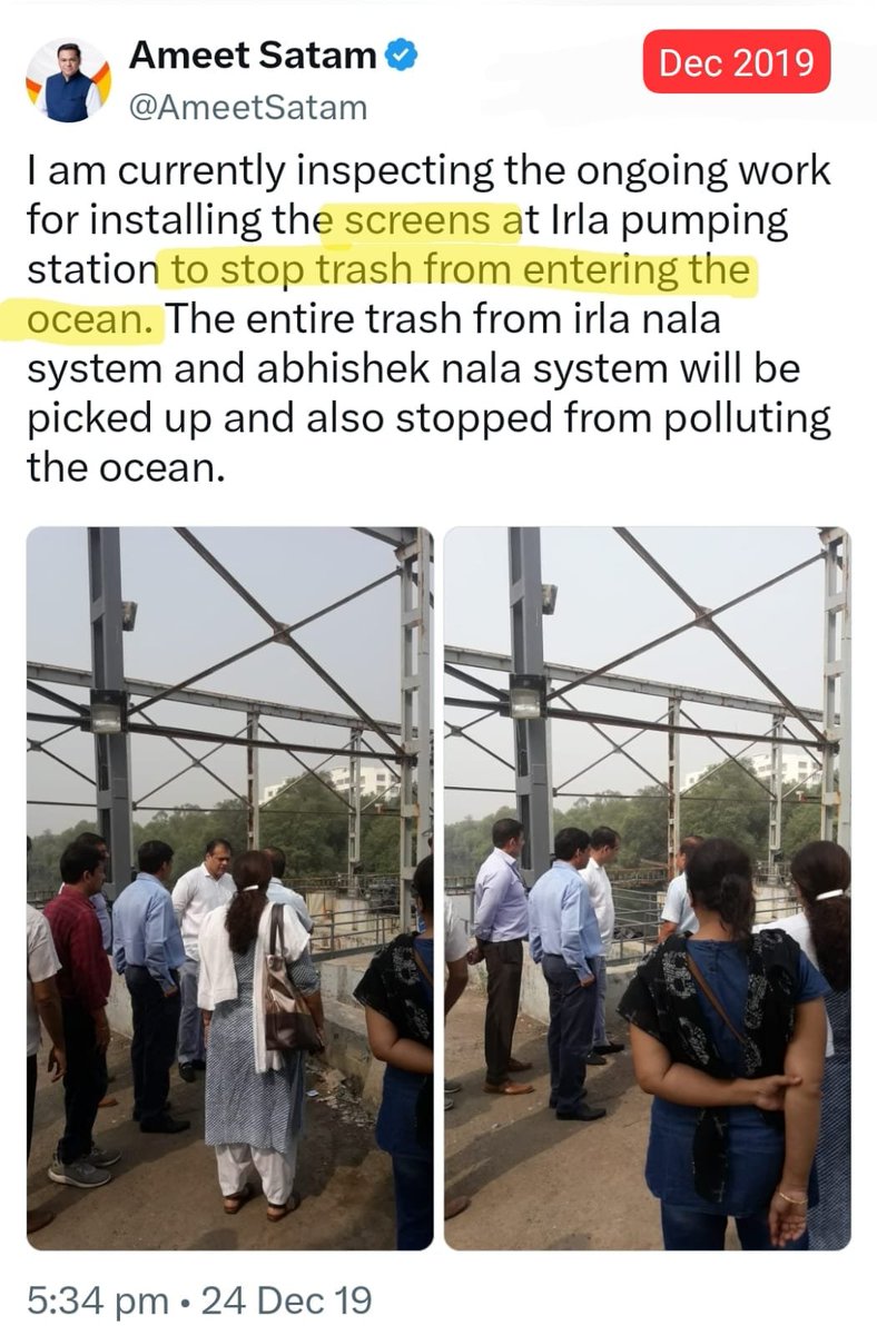 zoru75's tweet photo. How to stop trash from entering the ocean is known since years

Irla Nala screen was installed in 2019. Reducing garbage outflow to Versova Beach

We are now in 2026
And not a single other nala screen has been installed

Beach Cleaning is lucrative &amp; good PR
Nala Cleaning is not https://t.co/j1lXfFOXiS