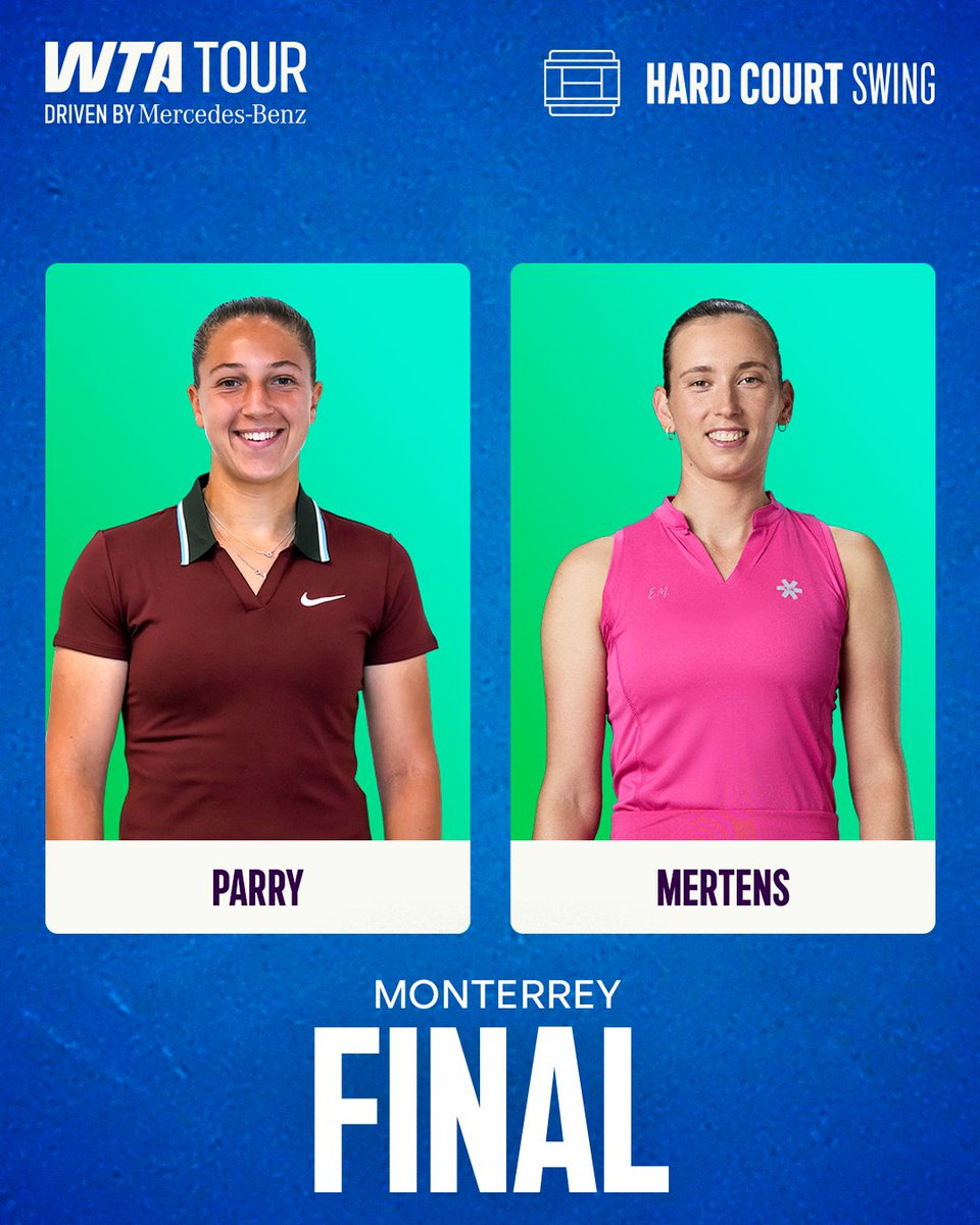 WTA's tweet photo. It all comes down to this 🏆
Diane Parry vs. Elise Mertens
@MercedesBenz | #AbiertoGNPSeguros https://t.co/ipTmvW3UNN