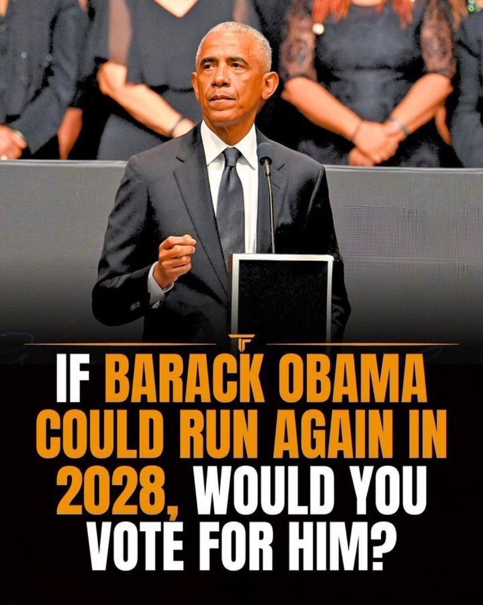 Scott_Bessett's tweet photo. IF BARACK OBAMA COULD RUN AGAIN IN 2028, WOULD YOU VOTE FOR HIM?

🟢YES 

🔴 NO
🇺🇸🇺🇸🇺🇸 https://t.co/7mri71rfe1
