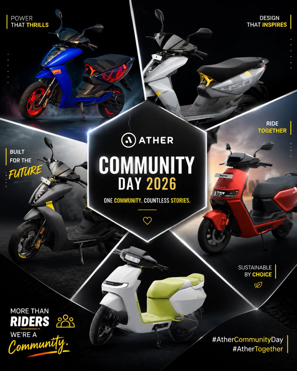 Vish22092's tweet photo. “CHARGED BY PASSION • DRIVEN BY COMMUNITY • UNITED BY THE RIDE”
#AtherCommunityDay26 https://t.co/S8CDcPGKWX