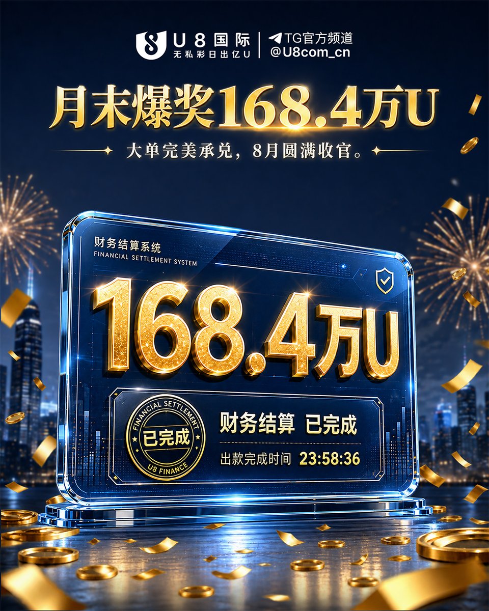 U8com_'s tweet photo. 🔥【月末大捷】老玩家抓准高倍局！168.4万U 震撼定格，巨额提现闪电承兑，来 U8 完美收官登顶传奇！

#U8国际 #收官大捷 #狂揽168万U #闪电出款 https://t.co/z5oQqtO1Bu
