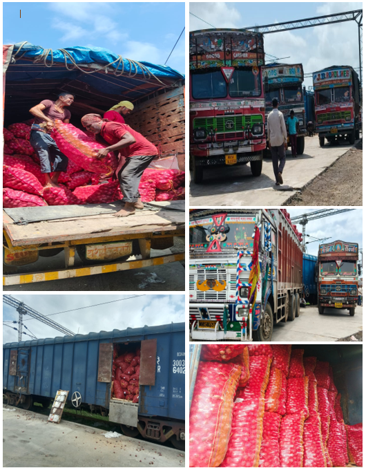 cwcmaharastra's tweet photo. CWC द्वारा मनमाड़ से चेन्नई हेतु दूसरी "KANDA EXPRESS" लगभग 840 MT प्याज़ के साथ सफलतापूर्वक रवाना की गई। यह पहल देश के विभिन्न क्षेत्रों में प्याज की सुगम उपलब्धता सुनिश्चित करने तथा उपभोक्ताओं को उचित एवं नियंत्रित मूल्य पर प्याज उपलब्ध कराने की दिशा में महत्वपूर्ण कदम है। https://t.co/C6AC1H3SPF