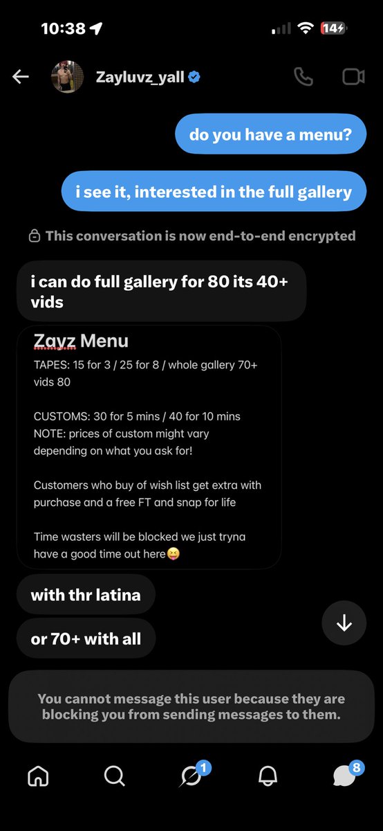 emujazwki's tweet photo. actually crazy that you’d scam lol @Zayzay_XL 

#buyingcontent #sellingcontent #nsfwtwtًً  #sellingcustoms #htx #latino #afterdark https://t.co/4aJmAX2Pjk