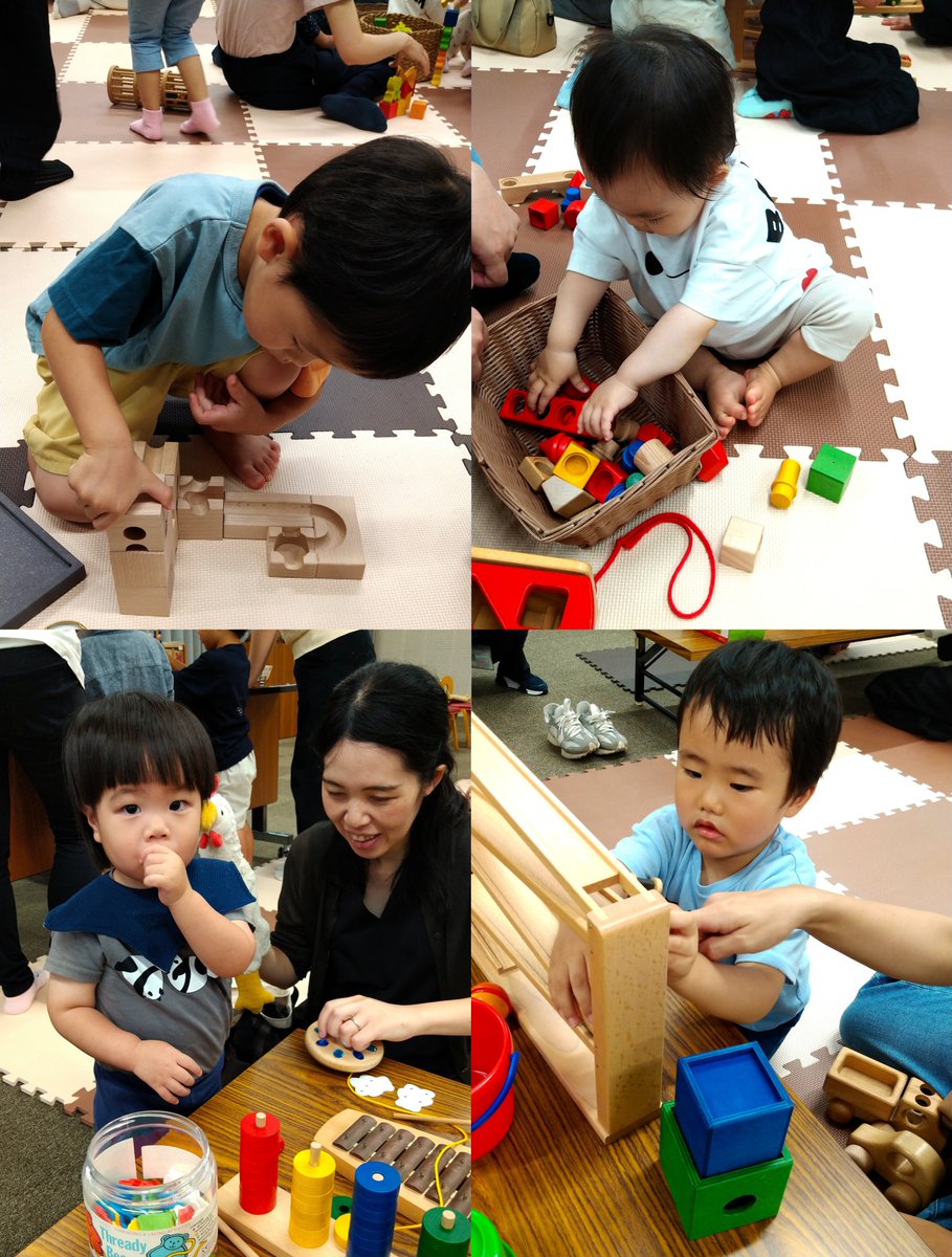 TodaCityLib's tweet photo. 積み木を積んだり、小さな穴にひもを通したり、そんな遊びの中で指先が鍛えられ、やがてボタンを掛けることなども上手になっていく。そんなお話も伺うことができました。
最後はまだまだ遊び足りない様子でしたが、みんな満足そうに、元気な足取りで帰っていきました。
＃戸田市 ＃図書館 https://t.co/ddv8DMIoZ2