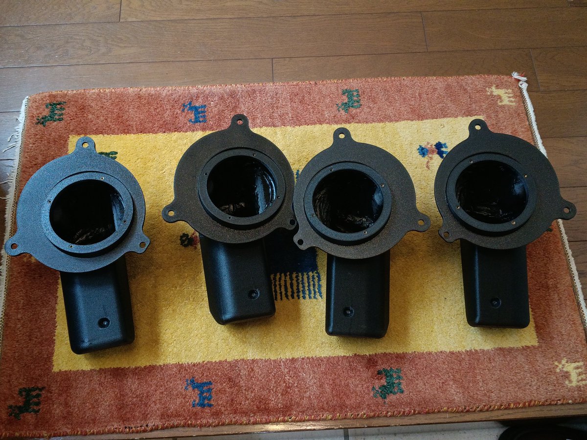 Rodo_Parts_Fa's tweet photo. NDロードスター用の
スピーカー、試聴用のキャビネットの塗装が上がったので、ユニットや配線の組み付けを始めます。 https://t.co/00xF1jGVQF