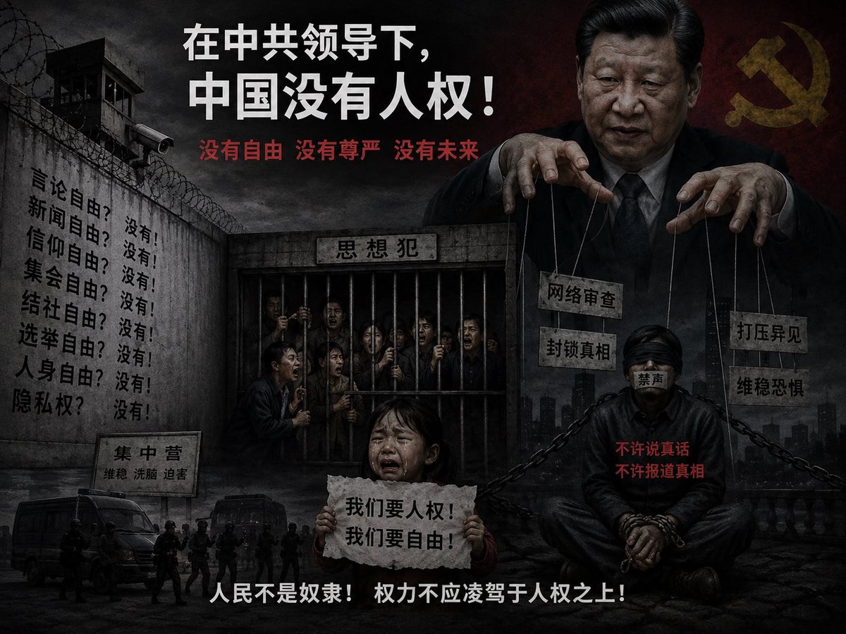 Sjz8964's tweet photo. 中国在中共的领导下有人权吗？ https://t.co/o04vgARd6F