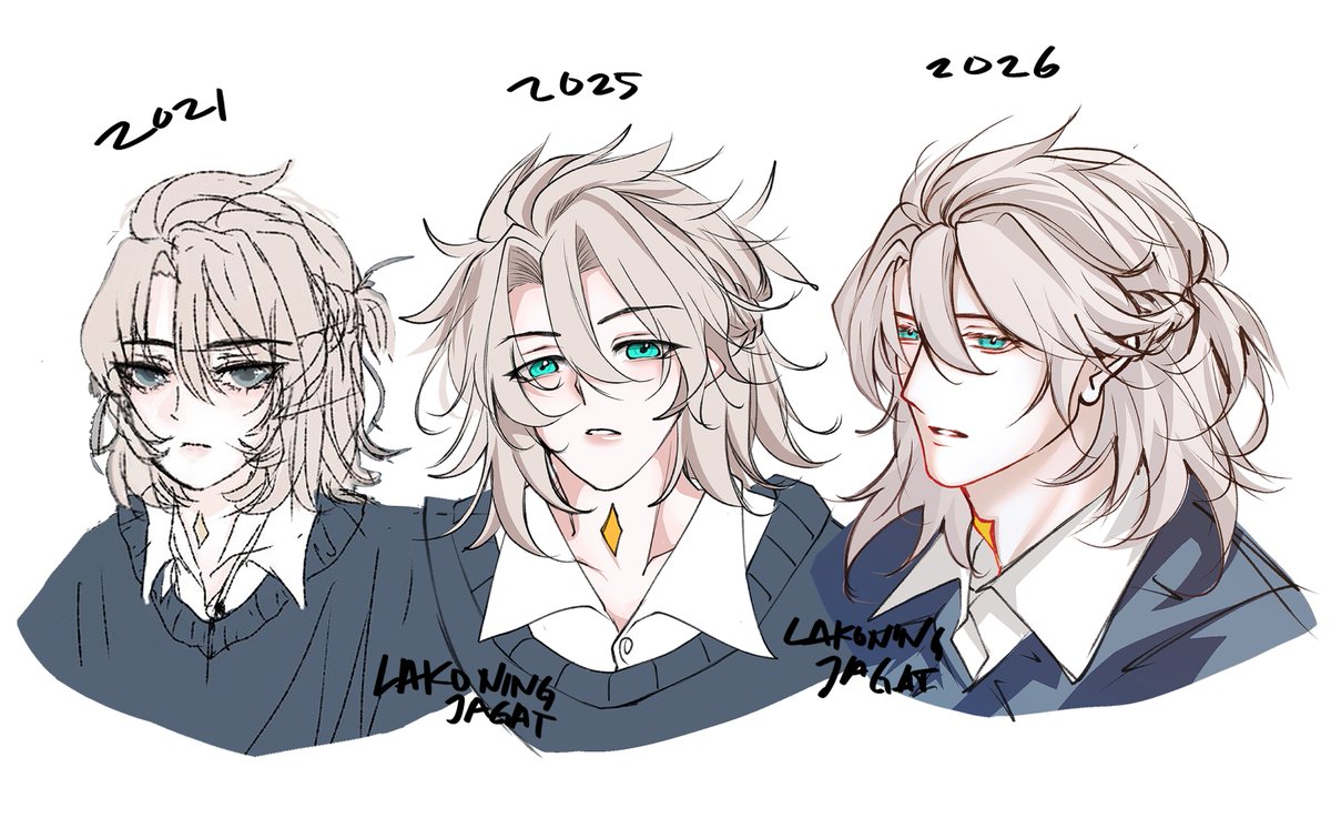 lakoningjagat's tweet photo. Adanya 2021 - 2025 - 2026
Child, teen, adult version of albedo 😭🫵 https://t.co/ifclQ8l5b9