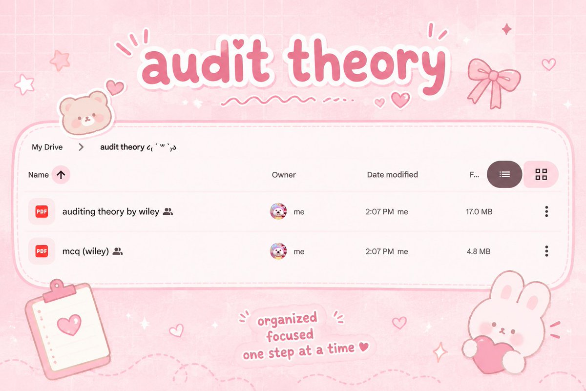 ponyotheCPA's tweet photo. ⊹ ࣪ ˖ auditing theory by Wiley ૮₍´˶• . • ⑅ ₎ა

🥞: https://t.co/sVgDtajNQc https://t.co/lIEiJ0DQCW