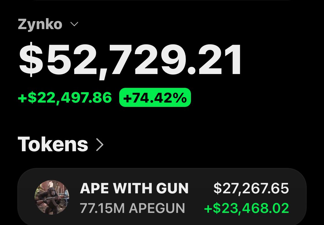 _ZYNKO's tweet photo. $Apegun     No hype needed—the chart is doing all the talking 🚀📊 Massive prints unfolding right on cue 💰🤝 https://t.co/UrbH7n8kNz
