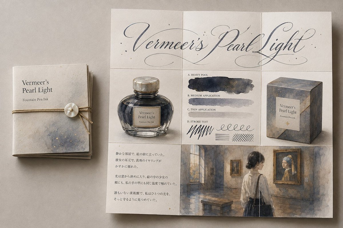 LuLu_inly's tweet photo. 今日はフェルメール展
噂通りすごい人です🫠

‾‾‾‾‾‾‾‾‾‾‾‾‾‾‾‾‾‾‾‾‾
フェルメール、美術館、真珠

3つの言葉から生まれたインク 「Vermeer’s Pearl Light」

真珠のような淡い光と、静かな青灰色

#InkP https://t.co/DEKe85uFFH