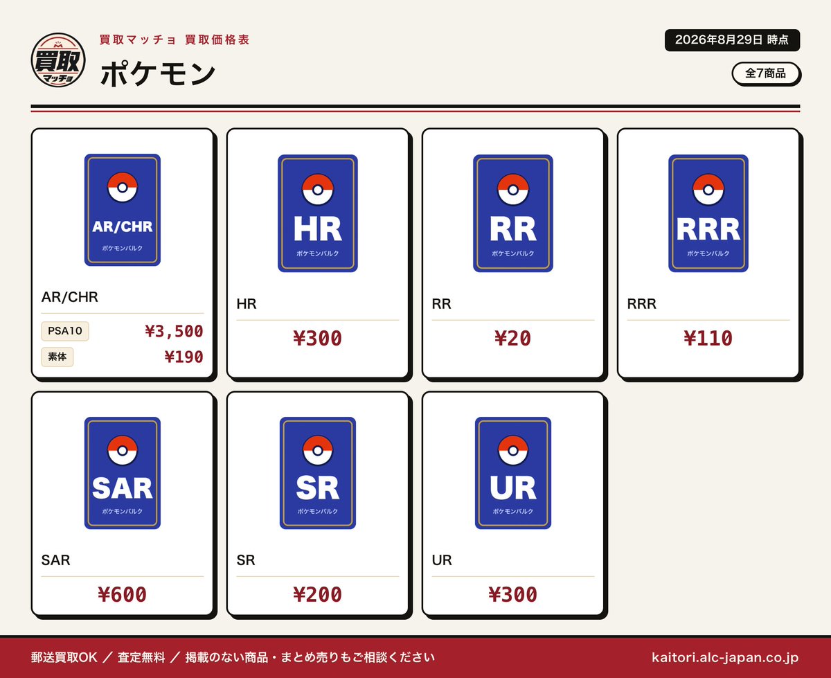 kaitori_Macho's tweet photo. 8/29 ポケモン買取表
https://t.co/k1f3FJ5Q7C https://t.co/LAsIx3hpOK