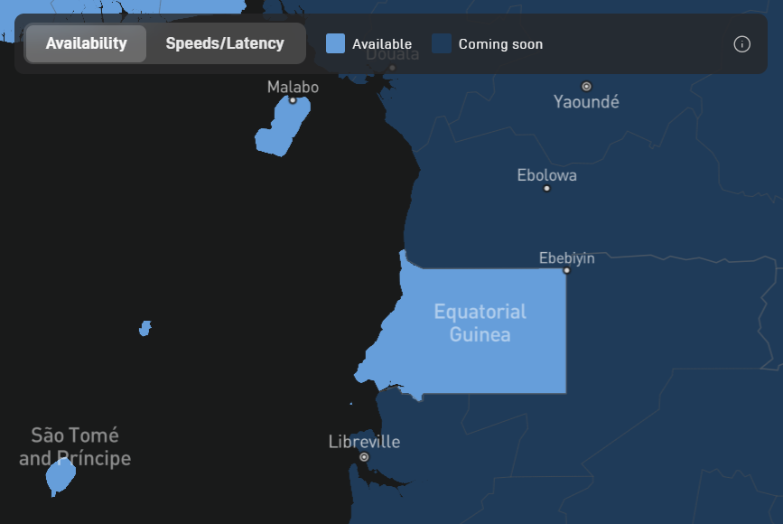 Starlink's tweet photo. Starlink's high-speed, low-latency internet is now available in Equatorial Guinea! 🛰️🇬🇶❤️ → https://t.co/Iaf8XkaV21 https://t.co/L8CJBudekL