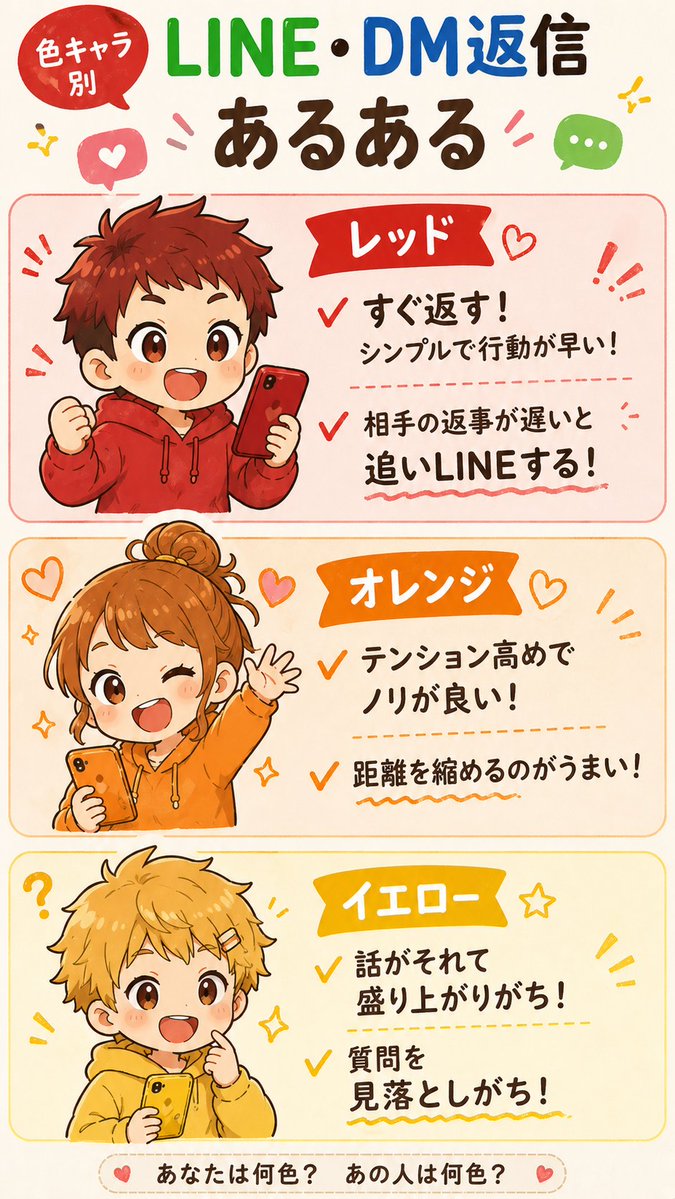 ColorM_310Tokyo's tweet photo. 色の心理学
あなたは何型ー？
ぜひ🟣🧡🟩などスタンプで良いのでリアクションしてね💖 https://t.co/NFQRFkD6z8