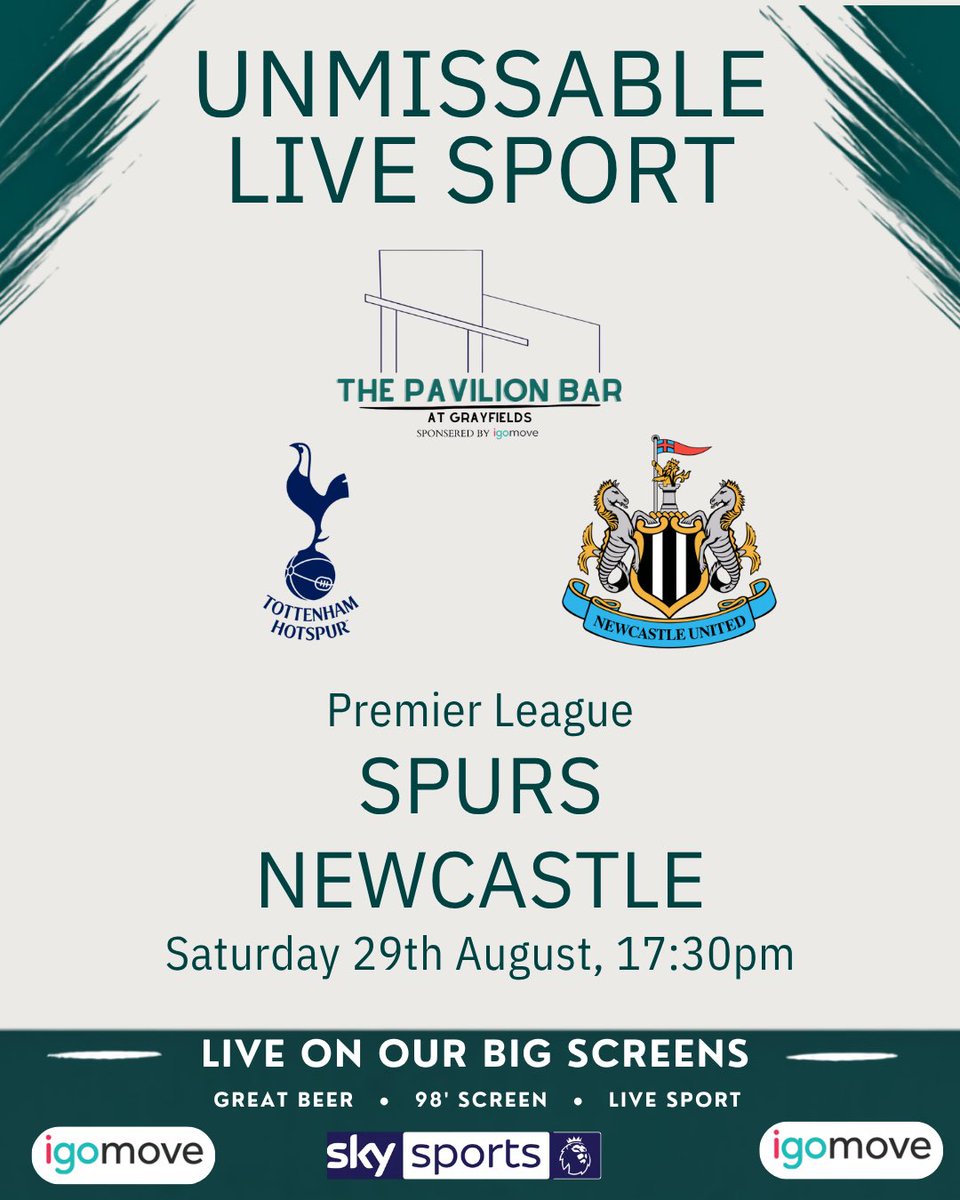 Grayfields_Bar's tweet photo. 🍻 BIG SATURDAY AT THE PAV!

🔴🔵 FC Hartlepool v Seaton Carew – 3pm
🍻 Pre &amp; post-match drinks at The Pav
⚽ Spurs v Newcastle – 5:30pm
🎶 Brad Frank LIVE from 7:30pm

Open 9am–11:30pm 🙌

#ThePavilionBar #Hartlepool #FCHartlepool https://t.co/EwDLHxTLYb