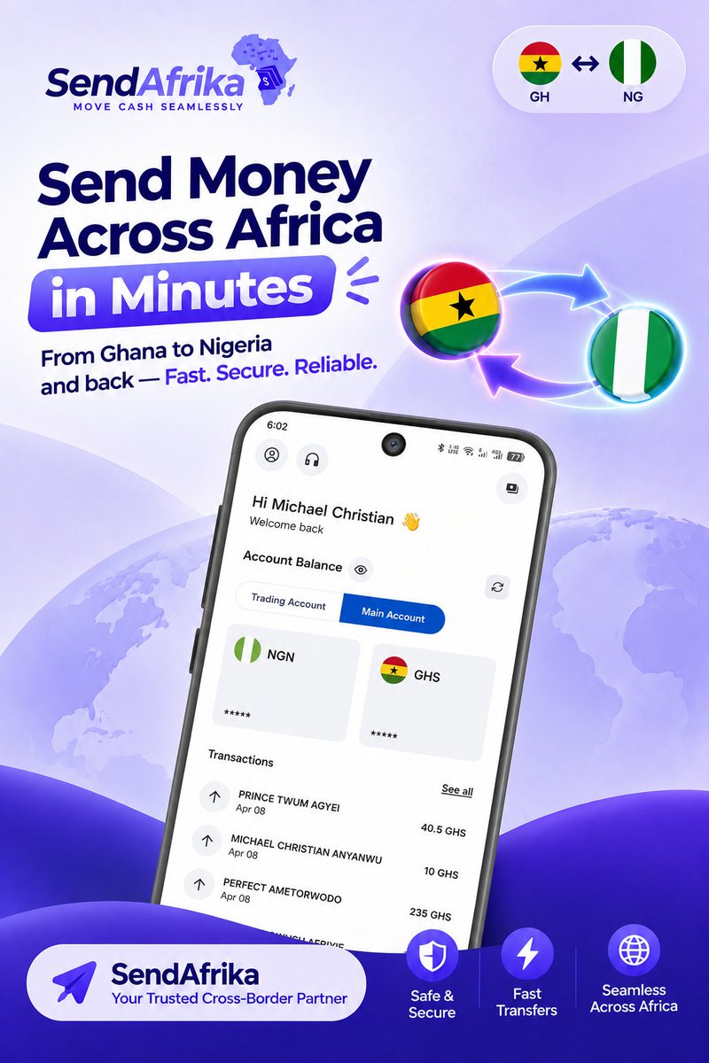 sendafrika's tweet photo. Download SendAfrika today and experience seamless, lightning-fast cross-border money transfers built specifically for Africa.

#SendAfrika #CrossBorderPayments #FintechAfrica #SendMoneyHome #TechInnovation #DigitalWallets https://t.co/GX76UH3cxF