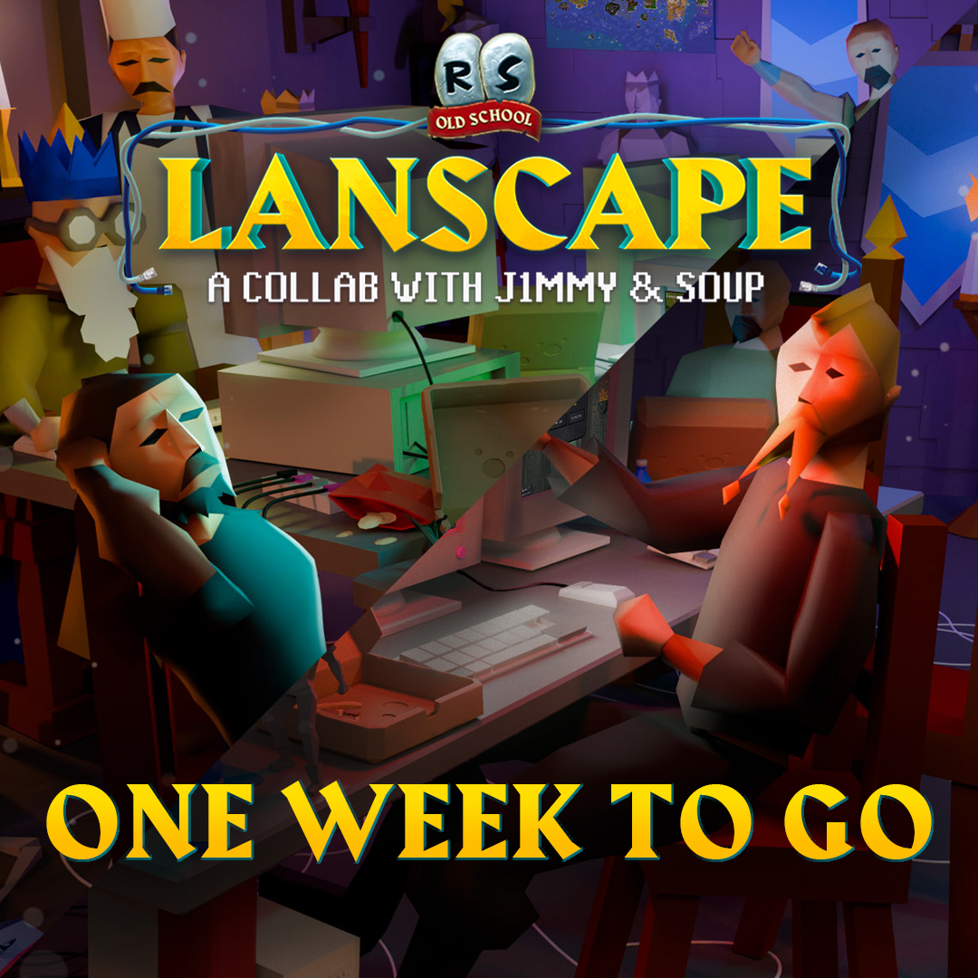 OldSchoolRS's tweet photo. One Week to LANscape! ⚔️

What happens when you put 12 Old School creators in a room and let Twitch chat decide their fate?

We’re about to find out.

🔗 Find out more about the event here: https://t.co/EWke9MGy9G https://t.co/5t5gFiKiKY