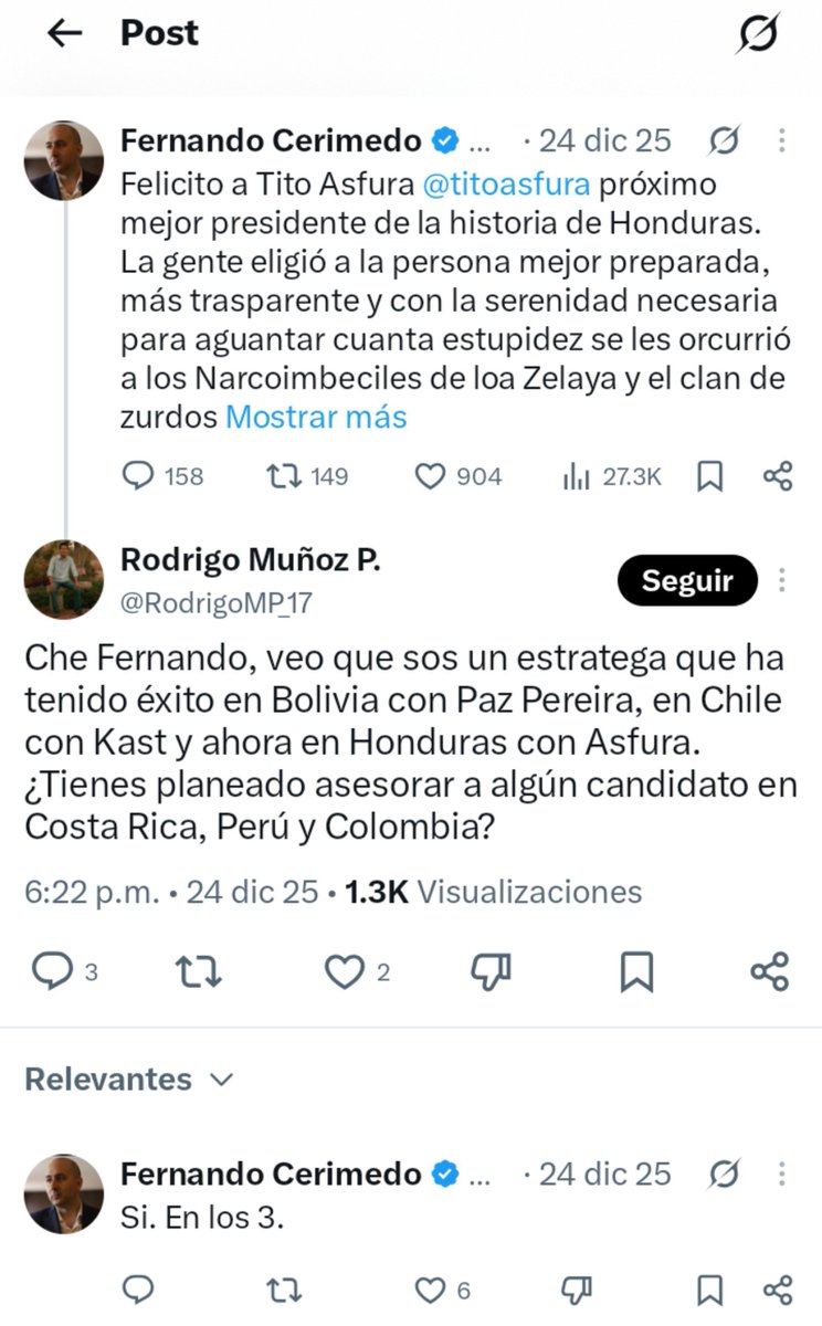 ElHiloCL's tweet photo. 🔴 URGENTE

🔷 Nuevos Twitts de Fernando Cerimedo, defendiendo a Kast y asumiendo que trabajo con José Antonio Kast

1️⃣ Twitt del 4 de Junio de este año, en Contexto del Paro Nacional convocado por la @Confech 

2️⃣ Twitt del 14 de Diciembre de 2025, en contexto del "triunfo" de José Antonio Kast en la Segunda Vuelta Presidencial 

3️⃣ Twitt del 18 de Agosto de 2025, dónde confirma que Trabaja con José Antonio Kast en medio de las Elecciones Presidenciales en Latinoamérica

4️⃣ Twitt del 24 de Diciembre de 2025, Cerimedo confirma que trabajo en la Elección de José Antonio acá en Chile

POR MÁS QUE NO LO QUIERAN ASUMIR, LA HUELLA DE CERIMEDO EN EL GOBIERNO ES EVIDENTE!

#RenunciaKast