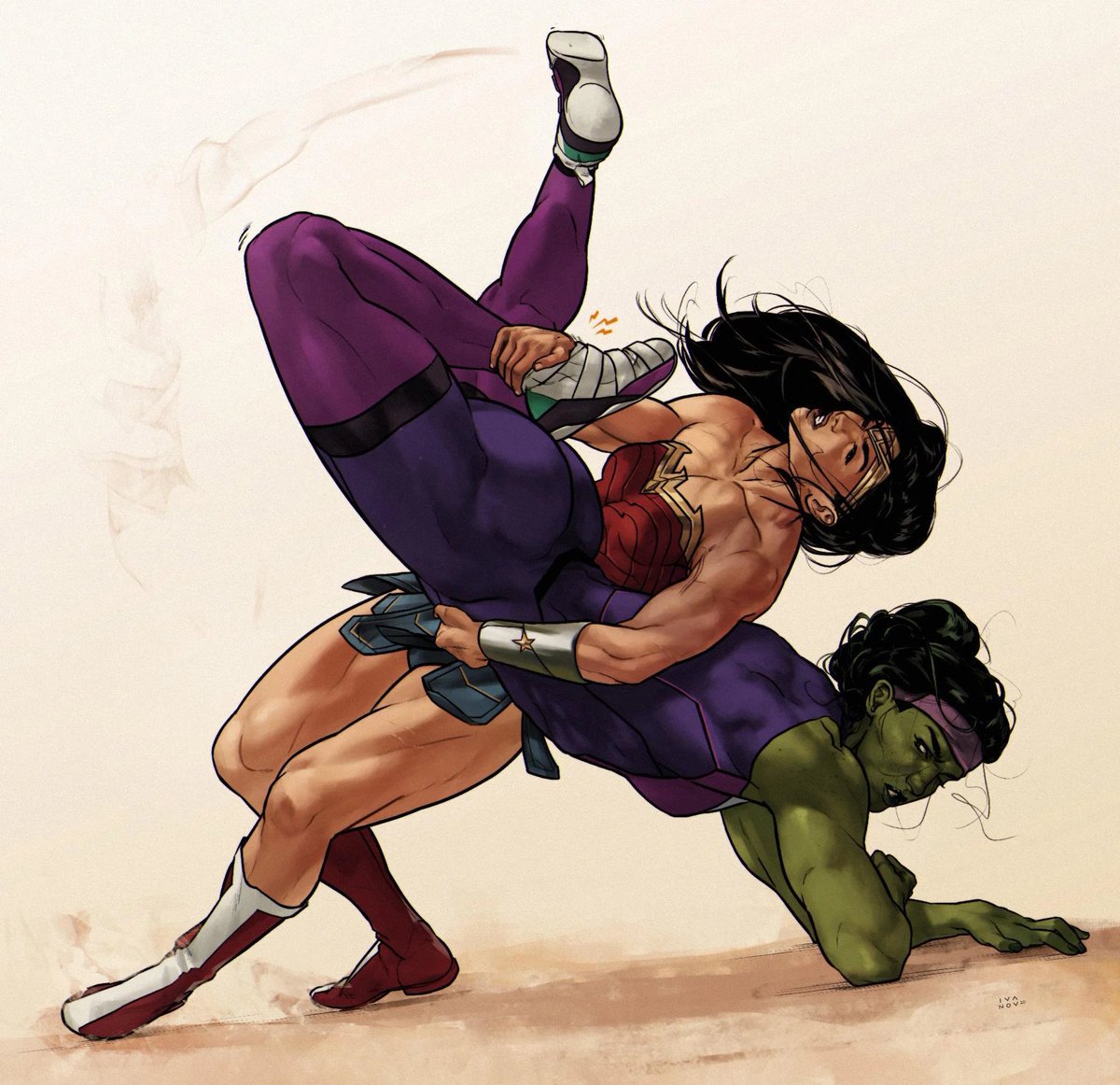 WonderWomansDCU's tweet photo. Wonder Woman wrestling She-Hulk (Dima Ivanov) https://t.co/Wmdlps4lT8