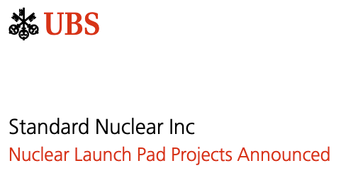 UnoMasReactor's tweet photo. UBS on NELP and $STDN:

"On 24-Aug-2026, the Department of Energy's (DOE) National Reactor Innovation Center (NRIC) announced 12 new participants under the Nuclear Launch Pad initiative, which aims to expand advanced nuclear deployments across the U.S. Key participants announced include Oklo (OKLO, Neutral), Antares Nuclear, and Valar Atomics. Radiant was also selected as an initial participant of the Launch Pad program on 27-Apr-2026.

   • In our view, the project selections are indicative of continued demand momentum for microreactor installations and a positive for advanced nuclear development broadly.

We previously highlighted Radiant, Antares Nuclear and Valar Atomics as potential customers of Standard Nuclear (STDN, Buy). We continue to view STDN as a key beneficiary of increasing near-term demand for microreactors on military installations given the company's existing commercial tri-structural isotropic (TRISO) fuel fabrication capacity and rapid expansion plans."