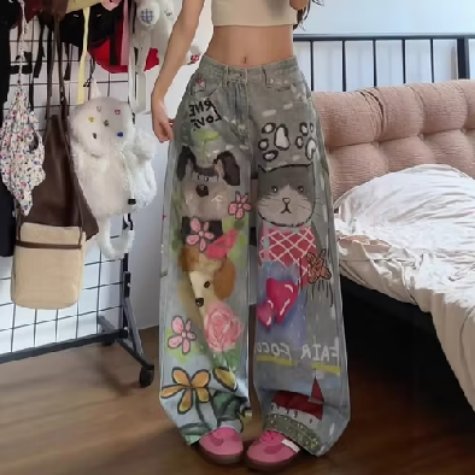 Ajahaulia73203's tweet photo. Nemu jeans wide leg motif hati yang unik banget 😭 
potongannya jatuh, gak pasaran, cocok buat OOTD casual💗💯 https://t.co/EmicywzApp