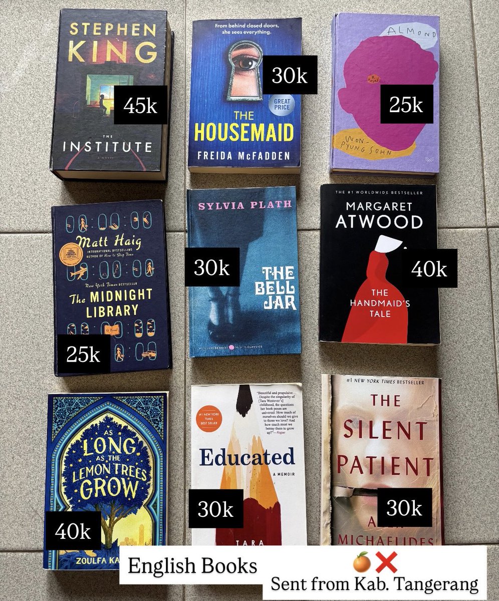 cherrydewss's tweet photo. WTS Preloved Books
Preloved novel karena mau clear rak buku
Gabisa 🍊 yaa, pengiriman dari Kabupaten Tangerang, boleh dm to cek condi💕 https://t.co/4fAmP2f1s3
