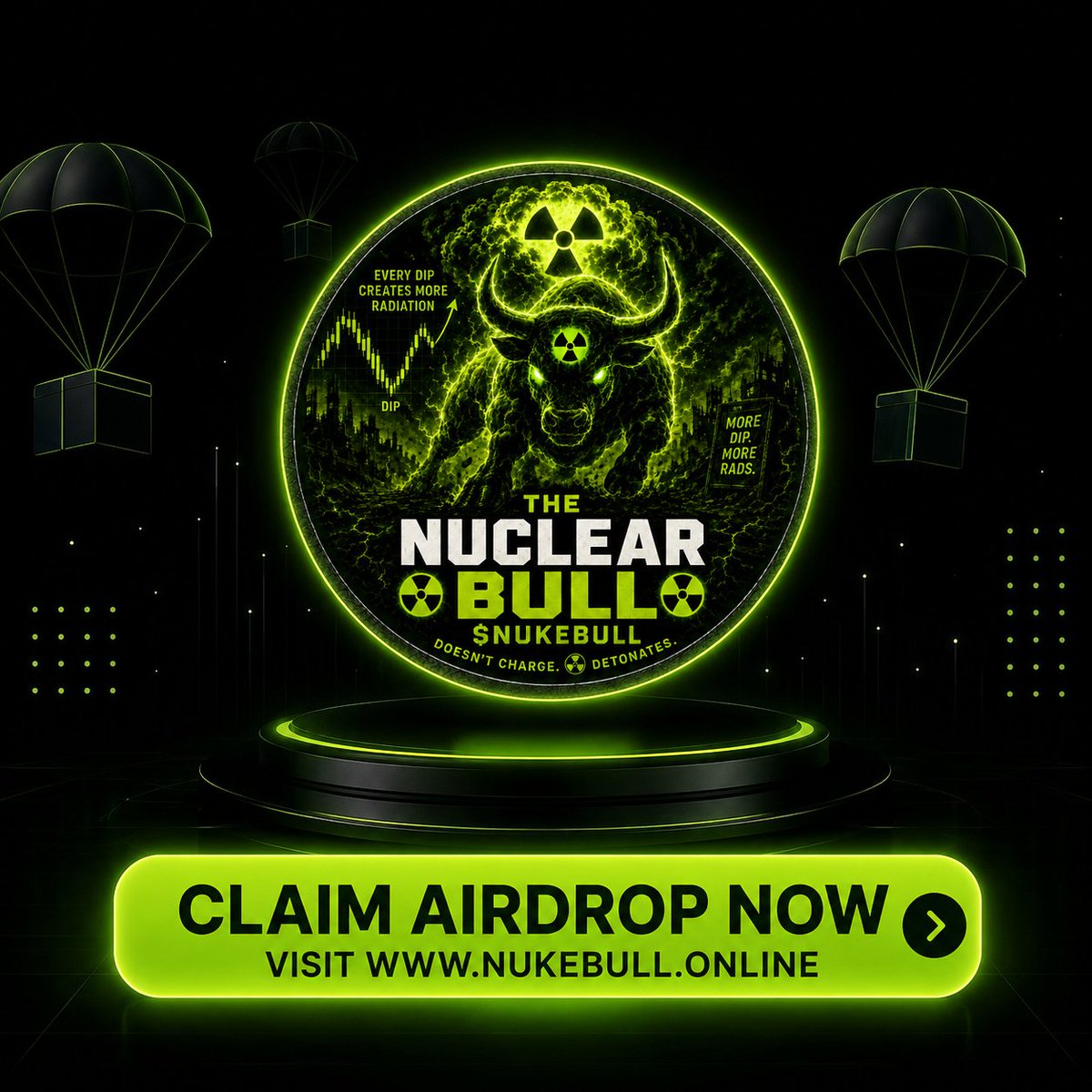 TheNukeBull's tweet photo. 🎁 CLAIM 500,000 $NUKEBULL

STEP 1: 💜 Like, 🔄 RT PINNED &amp; Follow
 
STEP 2: 💬 Drop your $SOL wallet address

⚡ First 3,000 wallets receive a guaranteed airdrop. https://t.co/ROprHHcZCt